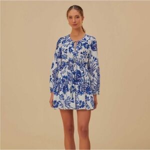 Farm Rio Flowerful Birds Long Sleeve Dress